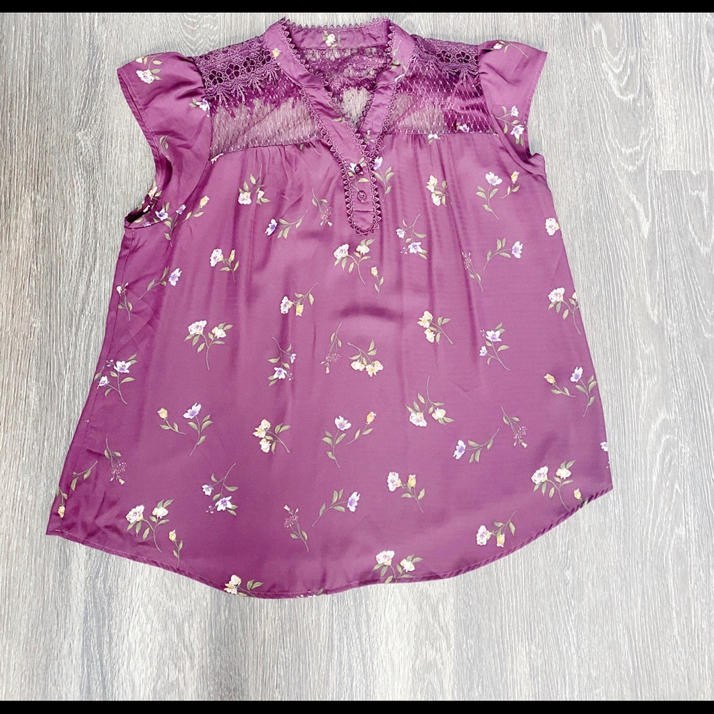 Printed Mesh top blouse